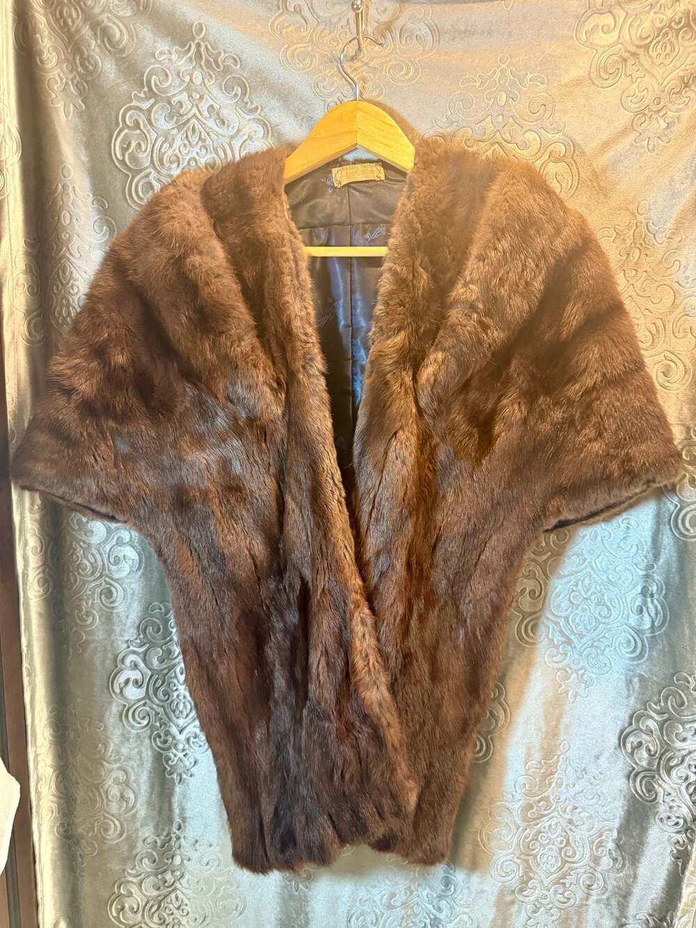 Vintage Authentic Brown Mink Fur Stole Wrap